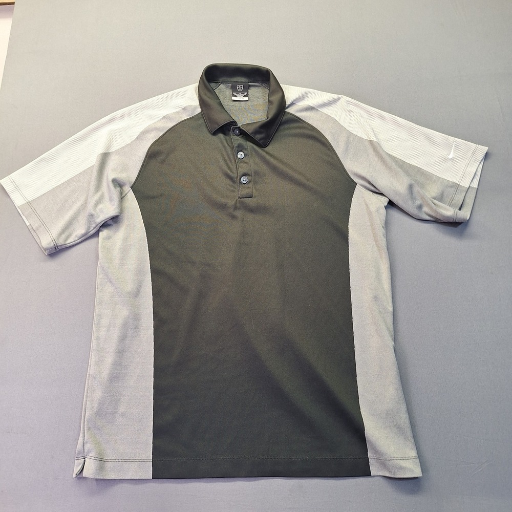 Nike Golf Dri-FIT Mens Medium Grey Colorblock Short Sleeve Polo Shirt Preppy